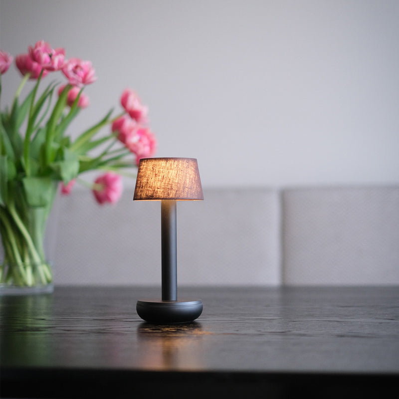 Humble Two table lamp,  Black / Brown linen