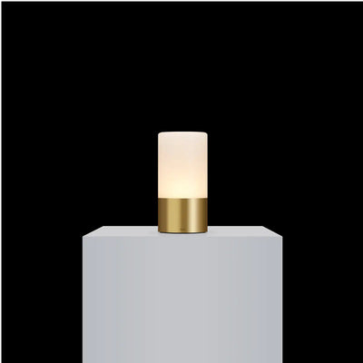 TableLights.com Voltra Totem Frosted table lamp, natural brass Voltra